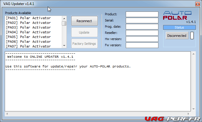 VAG Updater pour boitier POLAR FIS. Tutoriel mise à jour 