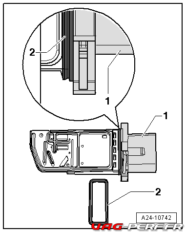 Vue de la position du débitmètre (MAF) sur le moteur 2.0 TFSI EA113