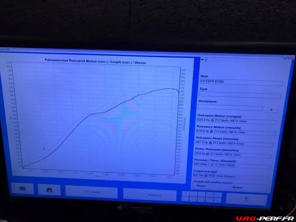Courbe de puissance EFR6758 2.0 TSI Audi S3