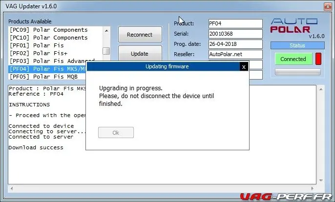 Tuto Mise à jour POLARFIS PF04 - Mise à jour en cours