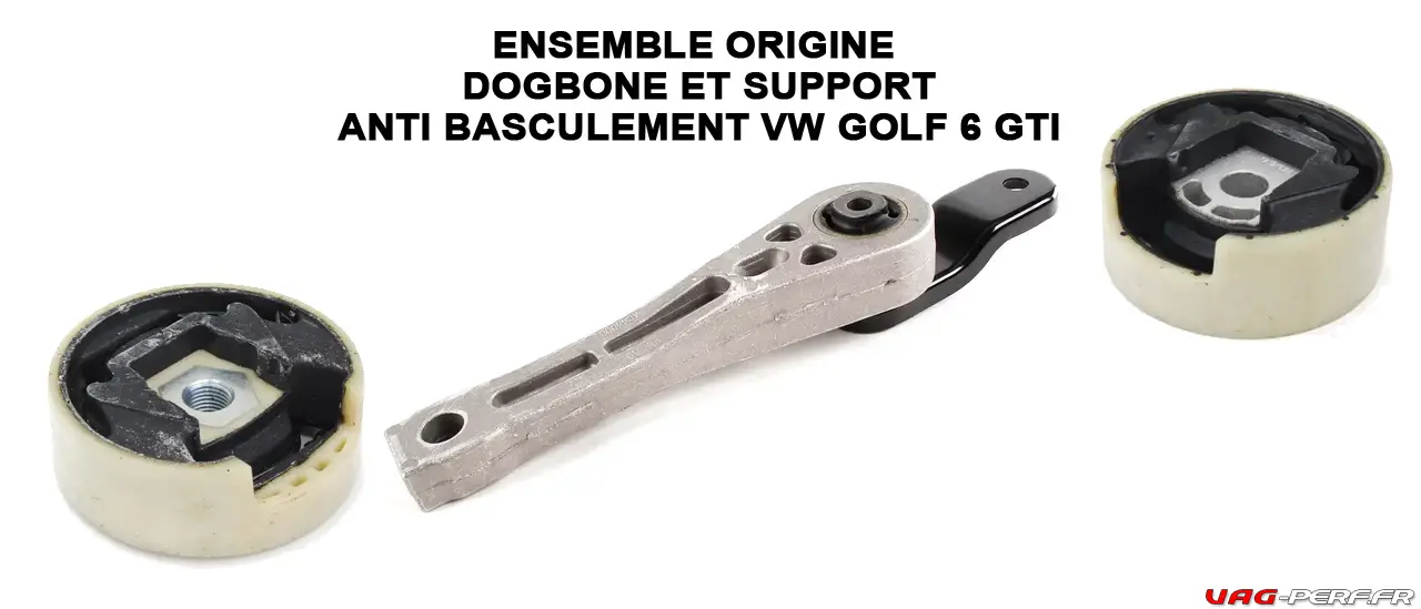 Voici l'ensemble complet Support Anti basculement et DOGBONE inférieur et supérieur d'une Volkswagen Golf 6 (5K) GTI Edition 35