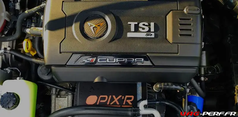 Le moteur 2.0 TSI EA888 GEN3 de cette SEAT LEON Cupra est équipée du système OPIX R Watercooling